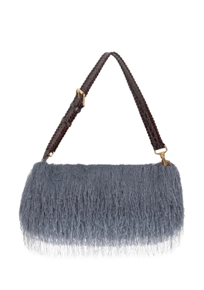 DRIES VAN NOTEN fringed leather shoulder bag - Grey