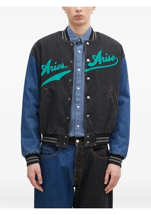 Aries embroidered-logo denim jacket - Black