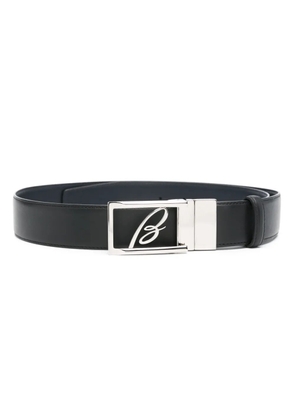 Brioni logo-buckle reversible leather belt - Black