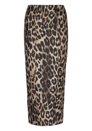 Balmain leopard-print straight skirt - Brown