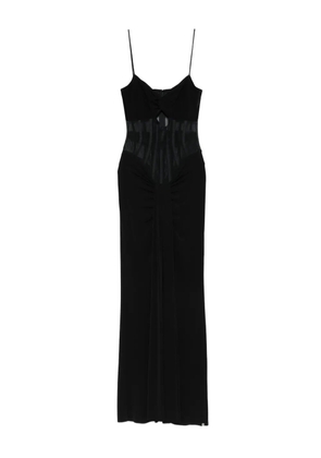 NISSA twist-front sheer-insert maxi dress - Black