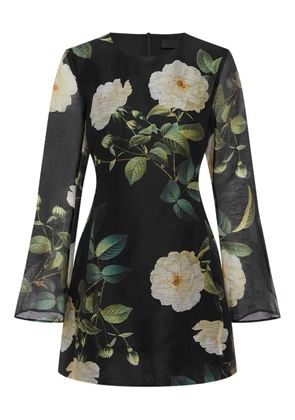 Leo Lin floral-print bell-sleeve mini dress - Black
