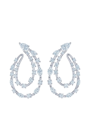 KWIAT 18kt white gold diamond Starry Night two-row sideways hoop earrings - Silver