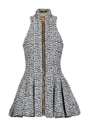 Balmain zip-front flared mini dress - White