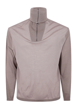 Emporio Armani high-neck zip-neck sweatshirt - Brown