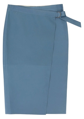 Loro Piana wrap-effect leather pencil skirt - Blue