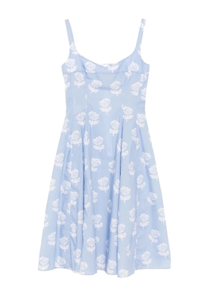Marni sprayed roses-print poplin dress - Blue