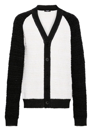 Balmain colour-block bouclé cardigan - White