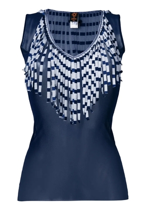Jean Paul Gaultier Pre-Owned sheer fringed blouse - Blue