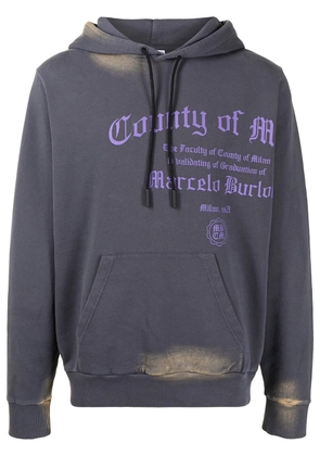 COUNTY OF MILAN logo-print bleached effect hoodie - Grey