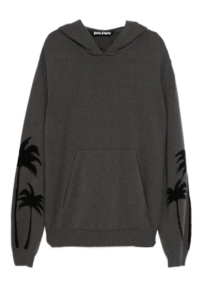 Palm Angels palm-print hooded jumper - Grey