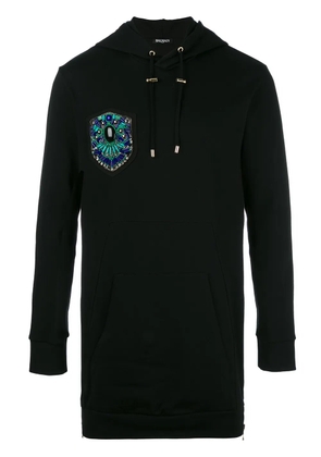 Balmain embroidered side zip hoodie - Black