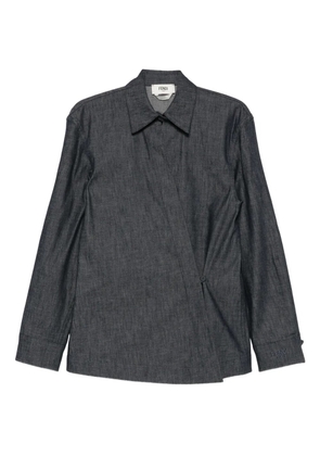 FENDI wrap-effect denim shirt - Blue