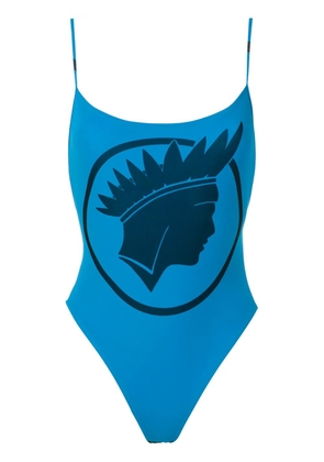 Amir Slama Índio print high cut leg swimsuit - Blue
