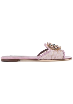Dolce & Gabbana Rainbow Lace brooch-detail sandals - Pink