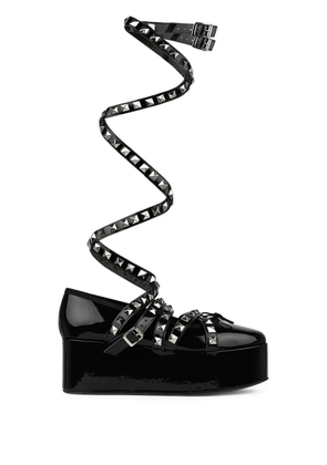 Noir Kei Ninomiya stud-embellished leather loafers - Black