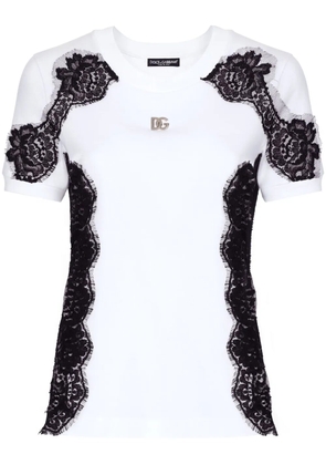 Dolce & Gabbana DNA lace-detailing cotton-blend T-shirt - White