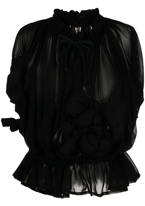 Comme Des Garçons bow-detail semi-sheer blouse - Black