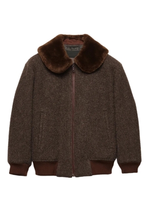 Prada shearling-collar welt-pockets jacket - Brown