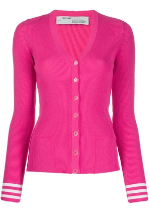 Off-White logo stripe cardigan - Pink