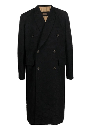 Uma Wang velvet effect double breasted coat - Black