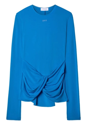 Off-White logo-print draped top - Blue