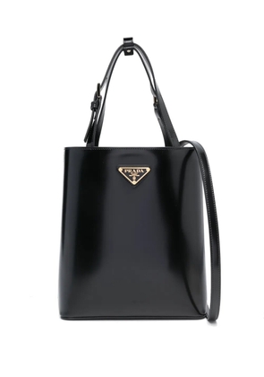 Prada triangle logo-plaque bucket bag - Black