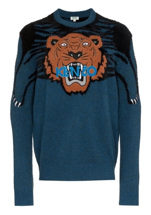 Kenzo large tiger intarsia jumper - Blue