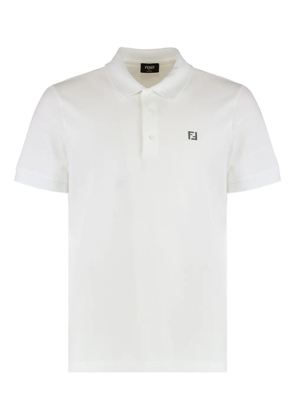FENDI piqué-weave cotton polo shirt - White