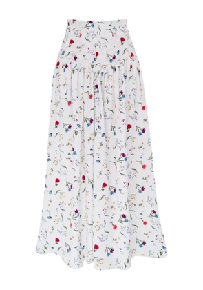 AZEEZA Noora floral-pattern midi skirt - White
