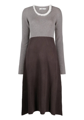 b+ab panelled ribbed-knit midi dress - Grey