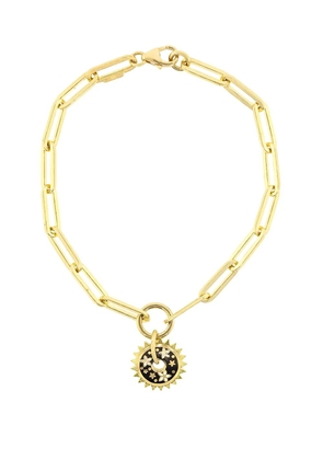 Foundrae 18kt yellow gold dark blossom enamel disk fob clip bracelet