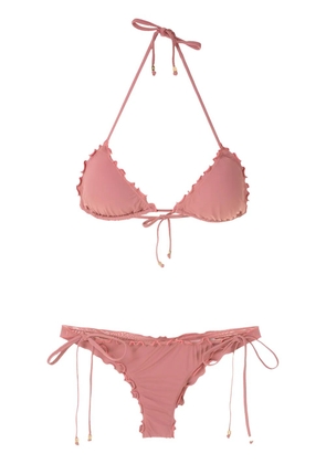 Amir Slama ruffled triangle bikini set - Pink