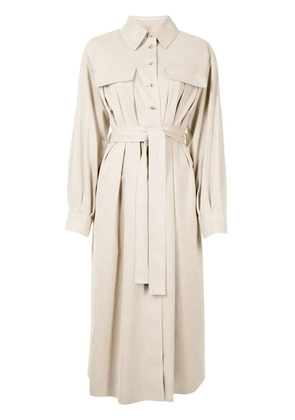 Goen.J faux-suede belted dress - Brown