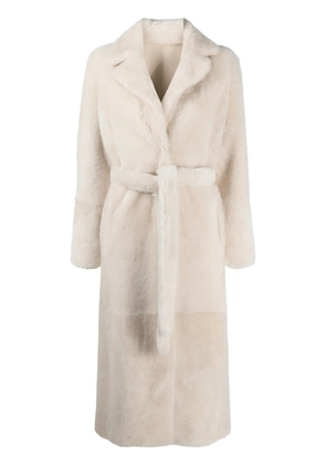Yves Salomon full-length shearling coat - White