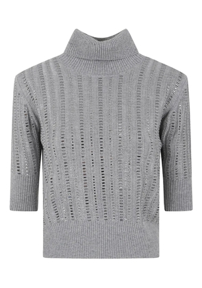 Ermanno Scervino embellished roll-neck sweater - Grey
