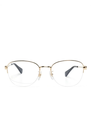 Cartier Eyewear logo-plaque round-frame glasses - Gold