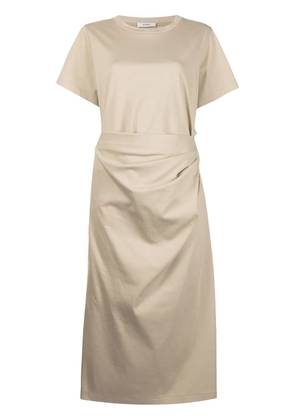 Goen.J cutout-back draped cotton dress - Brown