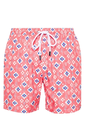 Barba geometric-print swim shorts - Red