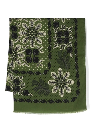 ETRO floral-print wool scarf - Green