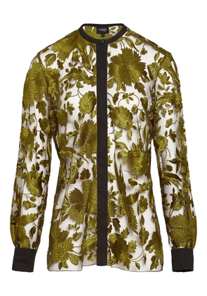 Giambattista Valli floral-embroidered tulle blouse - Green