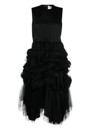 Noir Kei Ninomiya gathered-tulle and satin midi dress - Black