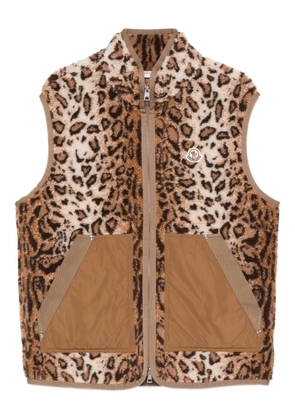 Moncler animal-print gilet - Brown
