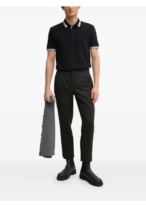 BOSS striped-collar polo shirt - Black