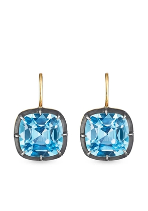FRED LEIGHTON 18kt gold cushion topaz collet drop earrings