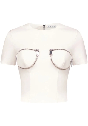 AREA zipper bustier cup T-shirt - White
