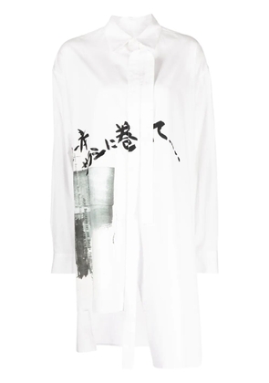 Y's long-line graphic-print shirt - White