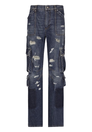 Dolce & Gabbana distressed-finish straigh-leg cargo jeans - Blue