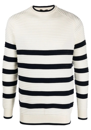 Emporio Armani striped ribbed sweater - White