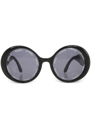 CHANEL Pre-Owned CC-plaque oval-frame sunglasses - Black